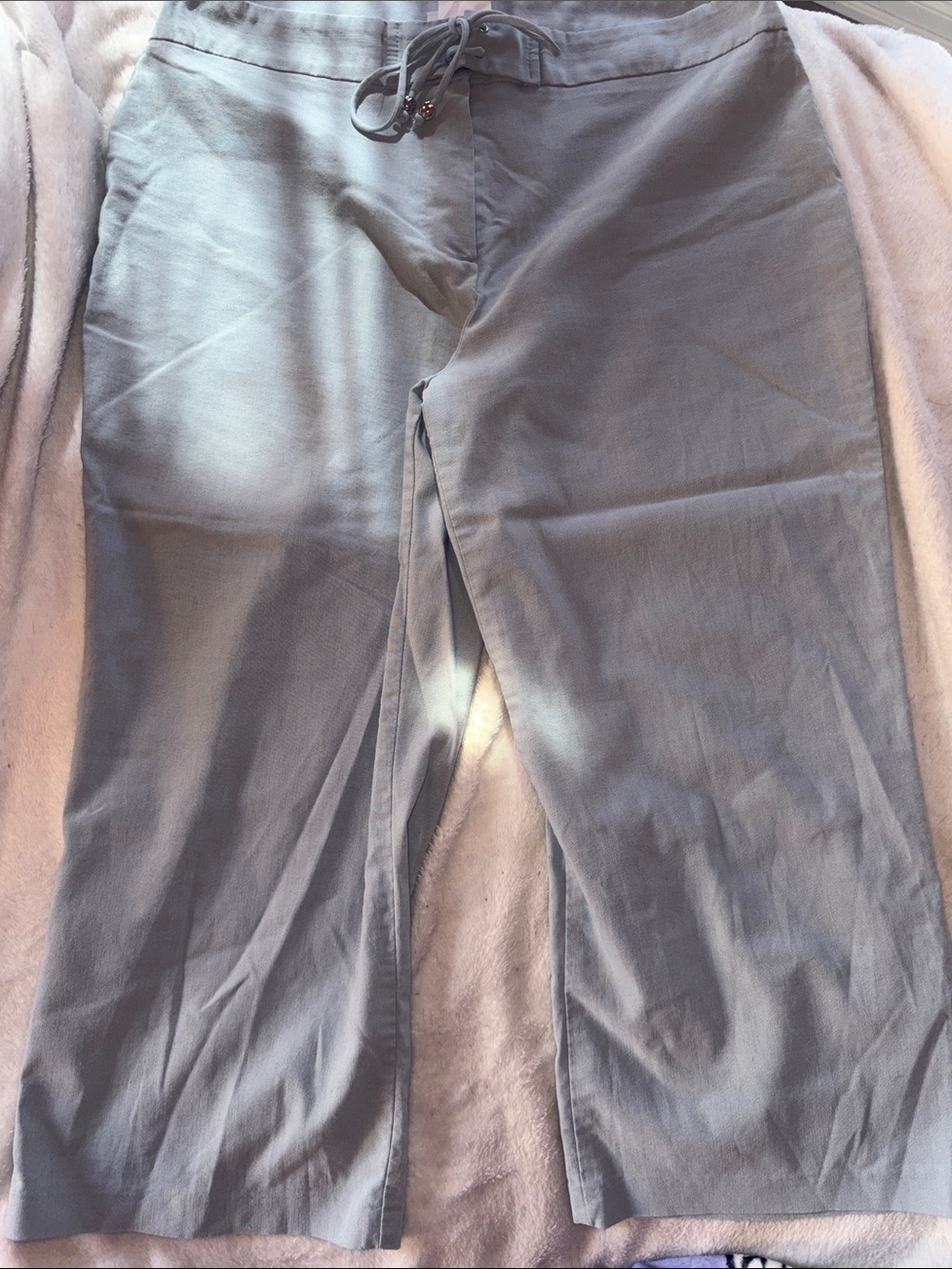 Light Blue Drawstring Wide-Leg Pants